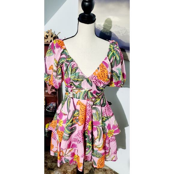 Crystal skye Dresses & Skirts - Crystal Skye New Womens Colorful Tiered Mini Dress Size Medium Tropical Floral